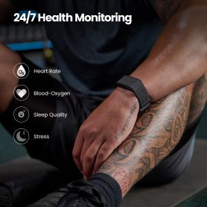 Amazfit Helio Strap - Pulsera de actividad y sueño 24/7 con frecuencia cardíaca, batería de 10 días, 27 modos deportivos, entrenamiento de fuerza, carrera Hyrox, suscripción gratuita para Android y