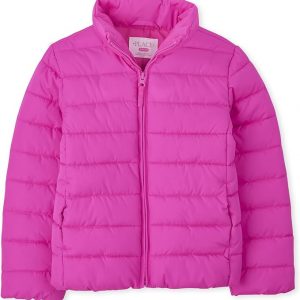 The Children's Place - Chamarra puffer de peso medio, resistente al viento y al agua, para niñas