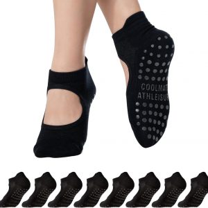 CoolMate Calcetines de pilates con empuñaduras para mujer, calcetines de yoga, antideslizantes, para entrenamiento, barras, regalos de pilates