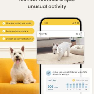 Furbo 360° Dog Camera - Unlock with Paid Plan: Home Security & Dog Safety Alerts, Rotating Pet Treat Dispenser w/ 2-Way Speaker, Smart Indoor Cam w/Phone App (3mo Minimum Subscription Required)