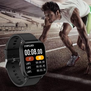Reloj inteligente para hombres y mujeres, compatible con iPhone, Samsung, teléfono Android, pantalla táctil completa de 1.83 pulgadas, IP68, impermeable, Bluetooth, rastreador de actividad física, monitor de ritmo cardíaco/sueño, color negro