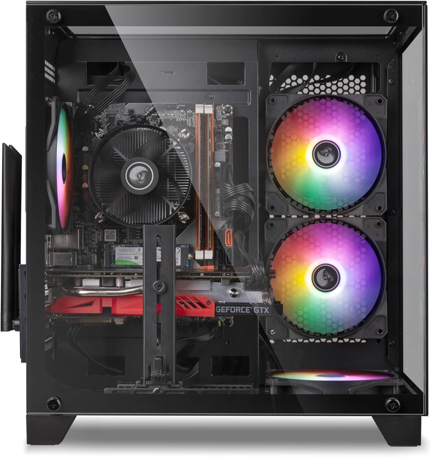 Prebuilt Gaming PC Desktop Computer,AMD Ryzen R5 5500 Desktop,Operating at A Frequency of 3.6-4.2 GHz,RTX 4060 Graphics Card with 8GB GDDR6 Video Memory,16GB RAM, 1TB NVME SSD,WiFi 5.0,RGB Fan x4