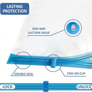 8 Jumbo Vacuum Storage Bags, Space Saver Bags Compression Storage Bags for Comforters and Blankets, Vacuum Sealer Bags for Clothes Storage, Hand Pump Included