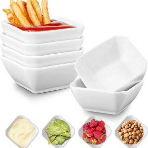 Mfacoy 6 Pack Ceramic Dipping Bowls - 3 oz Sauce Dishes, Mini Bowls for Side Dish, Sushi, BBQ, Party Condiments Set