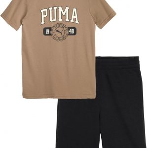 PUMA boys 2 Piece Set, Short Sleeve Crewneck T-shirt & Matching Short
