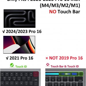 HXCASEAC Funda compatible con MacBook Pro de 16 pulgadas 2024 2023 2022 2021, funda rígida protectora antiarañazos con soporte plegable M4 M3 M2 M1 (A3186 A3403 A2991 A2780 A2485) - Negro