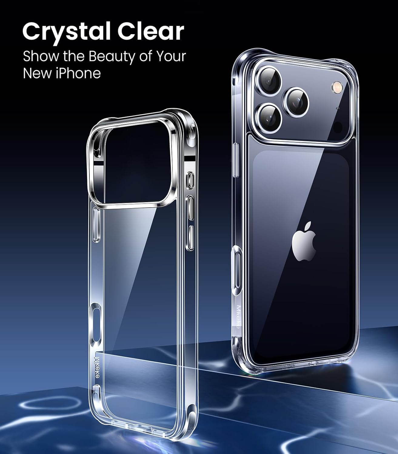Mkeke – Funda transparente compatible con iPhone 17 Pro, antiamarilleo y con protección contra caídas de grado militar. Protector a prueba de golpes para iPhone de 6.3 pulgadas, modelo 2025