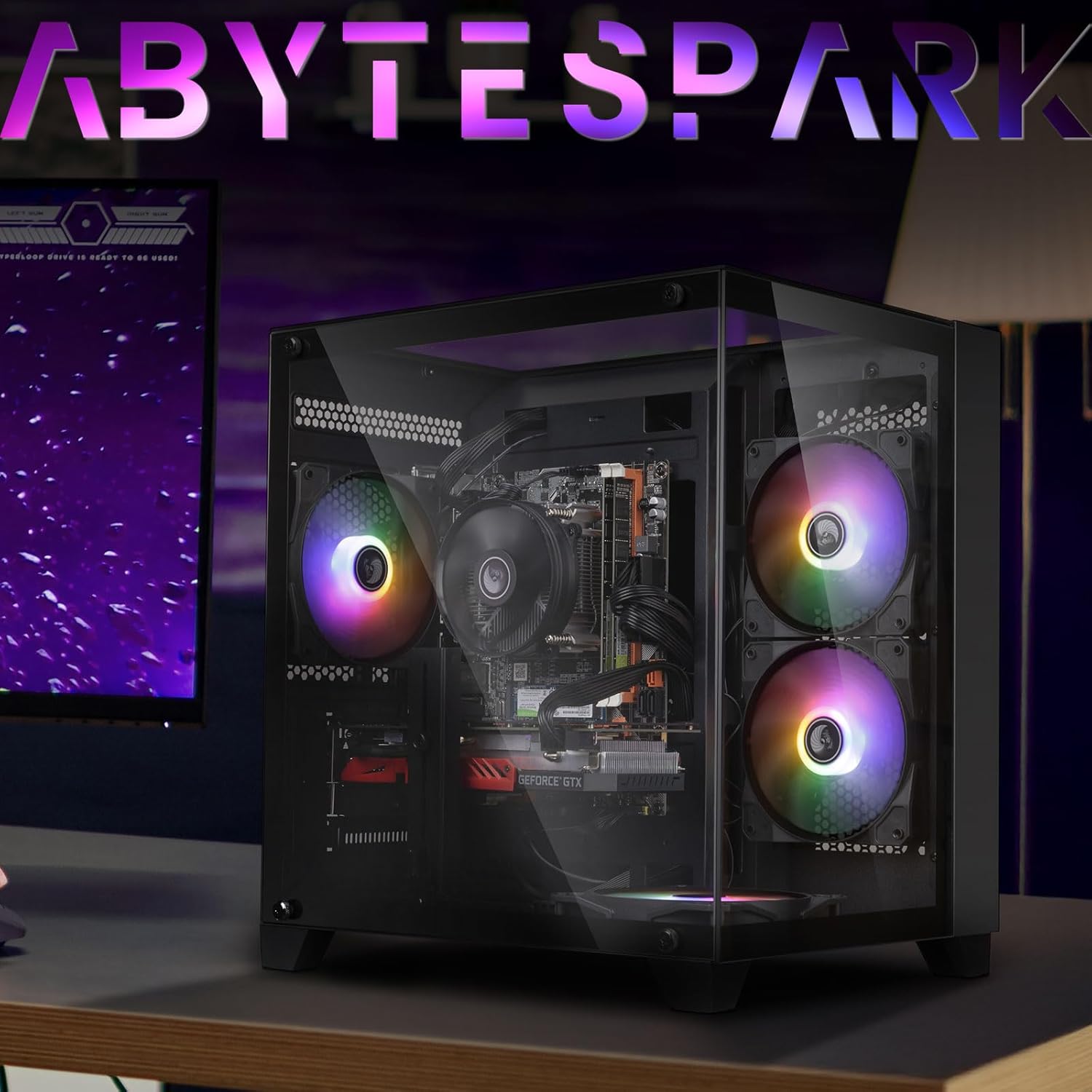 Prebuilt Gaming PC Desktop Computer,AMD Ryzen R5 5500 Desktop,Operating at A Frequency of 3.6-4.2 GHz,RTX 4060 Graphics Card with 8GB GDDR6 Video Memory,16GB RAM, 1TB NVME SSD,WiFi 5.0,RGB Fan x4