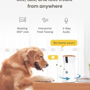 Furbo 360° Dog Camera - Unlock with Paid Plan: Home Security & Dog Safety Alerts, Rotating Pet Treat Dispenser w/ 2-Way Speaker, Smart Indoor Cam w/Phone App (3mo Minimum Subscription Required)