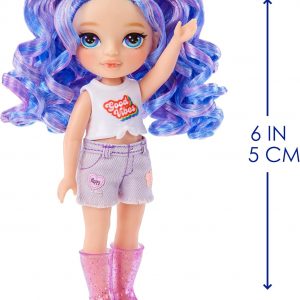 Rainbow High Littles – Amethyst Willow, Purple 5.5" Posable Small Doll with Purse, Magical Pet Dog, Girls Toy Gift, Kids Ages 4-12 Years