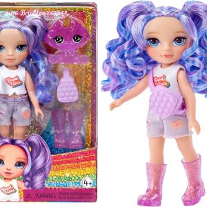 Rainbow High Littles – Amethyst Willow, Purple 5.5" Posable Small Doll with Purse, Magical Pet Dog, Girls Toy Gift, Kids Ages 4-12 Years