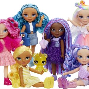 Rainbow High Littles – Amethyst Willow, Purple 5.5" Posable Small Doll with Purse, Magical Pet Dog, Girls Toy Gift, Kids Ages 4-12 Years