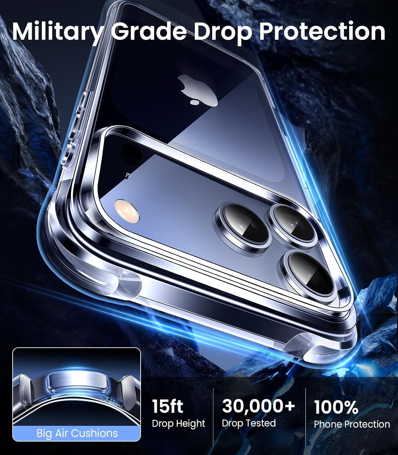 Mkeke – Funda transparente compatible con iPhone 17 Pro, antiamarilleo y con protección contra caídas de grado militar. Protector a prueba de golpes para iPhone de 6.3 pulgadas, modelo 2025