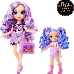 Rainbow High Littles – Amethyst Willow, Purple 5.5" Posable Small Doll with Purse, Magical Pet Dog, Girls Toy Gift, Kids Ages 4-12 Years