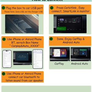 NCP0036 CarKit CarBitLink x Baic Jetour Geely Chery Jac Gac Dongfeng Forthing Hongqi Changan, cable Carbitlink Smartlink Phonelink Fácil Conexión a CarPlay Android Auto Adaptador inalámbrico