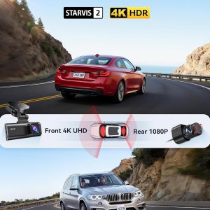 REDTIGER 4K Dash Cam Front Rear, STARVIS 2 Sensor, Free Card Included, 5.8GHz WiFi-20MB/s Fast Download, Dash Camera for Cars with GPS, WDR Night Vision, 170°Wide Angle, 24H Parking Mode(F7NP)