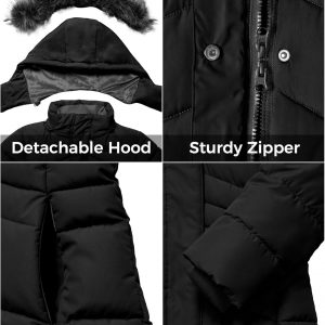 ZSHOW Girls' Winter Coat Insulated Long Quilted Puffer Jacket Warm Hooded Parka Snow Coats