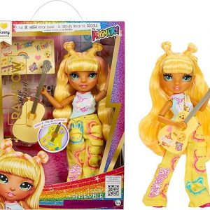 Rainbow High Jr High Rock Band - Sunny, Yellow 9” Fashion Doll with Guitar, Customize with Stickers, Posable, Great Toy Gift for Kids Ages 4+