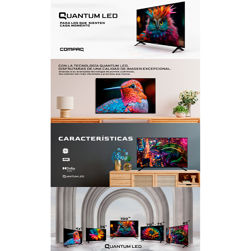 Compaq Televisor Smart Full HD QLED de 43 Pulgadas