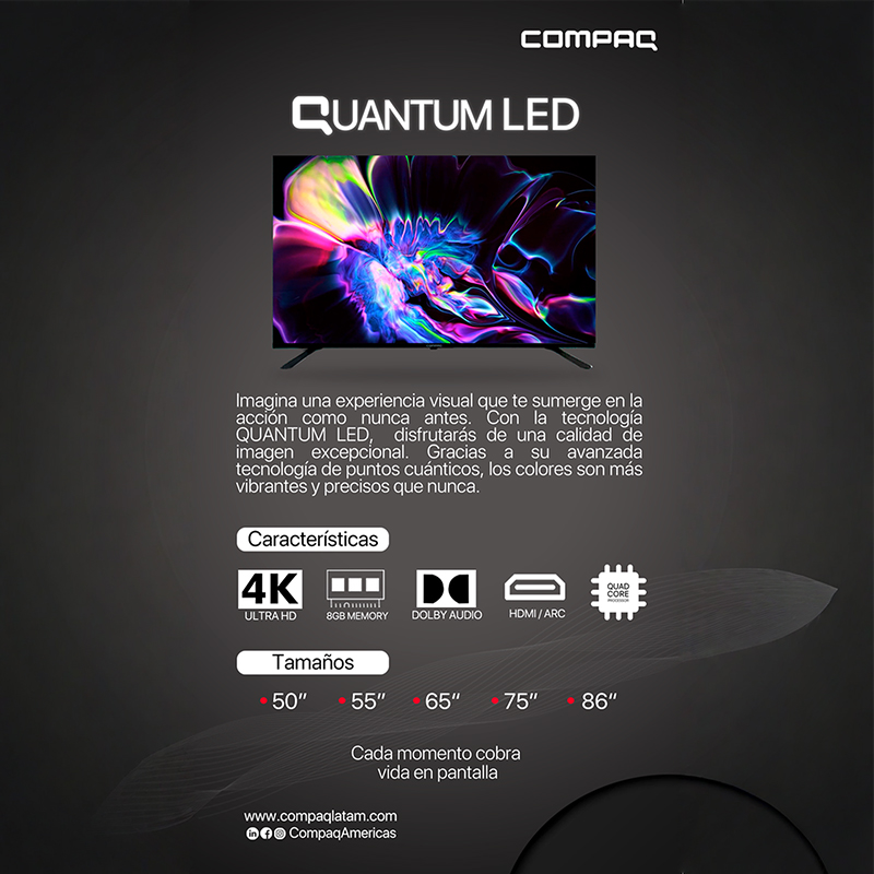 Compaq Televisor Smart Full HD QLED de 43 Pulgadas