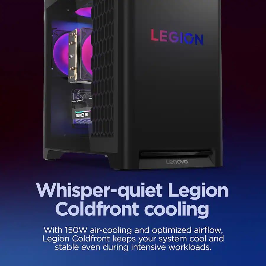 Lenovo Legion Tower 5 Gaming Desktop, AMD Ryzen 7 7800X3D NVIDIA GeForce RTX 5070 12GB GDDR7, 64GB DDR5 5600MT/s, 2TB SSD, 2TB HDD, Whisper-Quiet Legion Cooling, Windows 11 Pro, REDRAGON Accessories