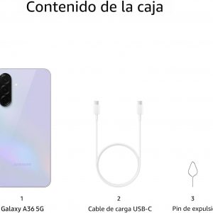 Samsung Galaxy A36 5G Serie A, teléfono inteligente Android desbloqueado de 128 GB, pantalla AMOLED, diseño resistente, conectividad 5G, rendimiento asequible, versión estadounidense, 2025, garantía de 1 año de EE.UU., negro impresionante