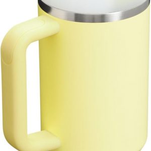 Stanley Quencher H2.0-Vaso de acero inoxidable con asa, pajilla y tapa FlowState giratoria de 3 posiciones; aislamiento térmico, sin BPA; apto p/portavaso para viaje; 40 oz, amarillo pastel (Pomelo)