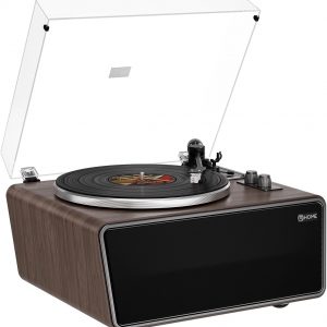 All in One Vinyl Record Player,Bluetooth Turntable Built in 4 Stereo Speakers Phono Preamp,High Fidelity Turntables for Vinyl Records with Magnetic Cartridge AT-3600L,2-Speed,33/45RPM,PC Recording