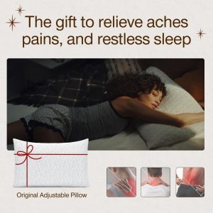 Coop Home Goods Original Adjustable Pillow, Queen Size Bed Pillows for Sleeping, Cross Cut Memory Foam Pillows - Medium Firm Back, Stomach and Side Sleeper Pillow, CertiPUR-US/GREENGUARD Gold