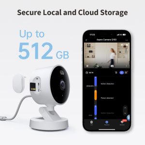 Aqara G100, cámara de seguridad para interiores y exteriores 2K, video seguro HomeKit, audio de 2 vías, visión nocturna de color y infrarrojos, detección de AI, FOV de 140°, Wi-Fi 6, compatible con