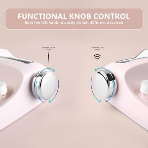 YUNZII Upgraded Wireless Typewriter Keyboard,with Retro Integrated Stand,USB-C/Bluetooth,Cute Round Keycaps, USB-C/Bluetooth Connection for Table, Phone, PC and Win/Mac/Android (B309, Baby Pink)