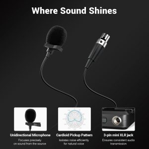 Phenyx Pro 4-Channel Wireless Microphone System, UHF Auto Scan Cordless Mic Set, 4 Bodypacks w/Headsets/Lapel Mics, 4x40 Frequencies, 328ft Coverage, Mic for Church, DJ, Meeting (PTU-7000-4B)