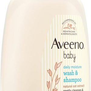 Aveeno Baby champú y gel corporal para bebés de piel sensible, suave, humectante, con extractos de avena natural, hipoalergénico, no irrita los ojos, sin parabenos, perfume ligero, 33 onzas líquidas