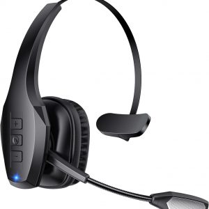 Trucker Bluetooth Headset, Wireless Headset with Mic, Bluetooth Headsets with Dual Noise Cancelling Microphone & Mute Button, 55Hrs Working Time PC Headsets for Cell Phones, Computer, Truck Driver