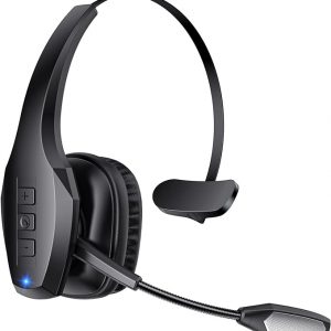 Trucker Bluetooth Headset, Wireless Headset with Mic, Bluetooth Headsets with Dual Noise Cancelling Microphone & Mute Button, 55Hrs Working Time PC Headsets for Cell Phones, Computer, Truck Driver