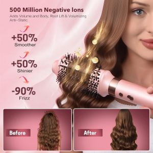 StyleVibe 8-in-1 Air Styler, Hair Dryer & Blow Dryer Brush with Travel Case - Auto Wrap Curls (L/R), Fast Drying, Thermal Round Brush for Smooth Blowouts & Frizz-Free Volume, No Heat Damage