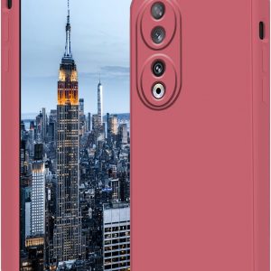 Compatible with Honor 90 Case Silicone Liquid Dark Green, Soft Smooth Touch for Honor 90 Phone Case Silicone Shockproof Thin Cover (Camellia)