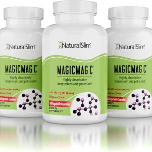 NaturalSlim MagicMag C Cápsulas de citrato de magnesio – Suplemento de magnesio con potasio natural | Apoyo para el sueño, la salud cardíaca y el alivio de los calambres musculares, sin gluten, 100 cápsulas (paquete de 3)