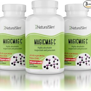 NaturalSlim MagicMag C Cápsulas de citrato de magnesio – Suplemento de magnesio con potasio natural | Apoyo para el sueño, la salud cardíaca y el alivio de los calambres musculares, sin gluten, 100 cápsulas (paquete de 3)