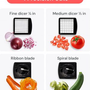 Fullstar The Original Pro Chopper - Vegetable Chopper and Spiralizer, Food Chopper with Container, Fruit Slicer, Kitchen Gadgets & Gifts, Home Essentials (4 in 1, White)