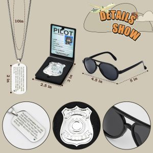 G.C Girls Pilot Costume Dress Sunglasses Accessories Kids Toddler Halloween Cosplay Role Play Party Birthday Gifts