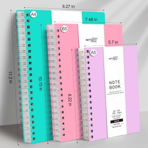 RETTACY Spiral College Ruled Notebook, 300 Pages, A4 Large Size (8.2" x 11.2"), for School, Work, Writing, Journaling, 100 GSM Thick Paper, Flexible Plastic Cover (Lilac)