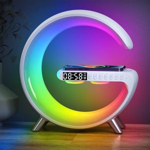 2026 New Smart Table Lamp with 4-in-1 Wireless Charger, Bluetooth Speaker, Alarm Clock, Night Light, App Control, for Bedroom, Office, Home Decor