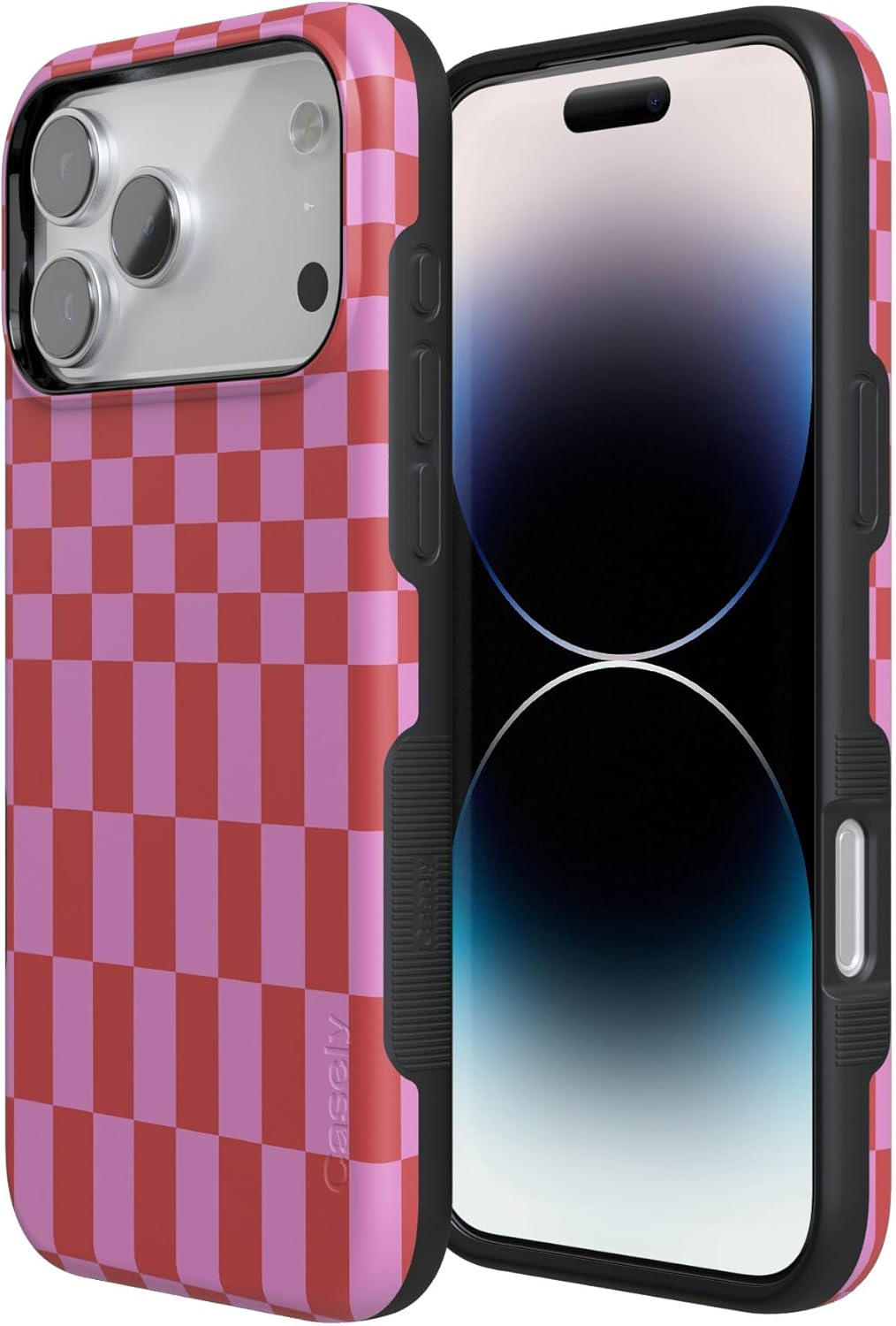 Casely iPhone 17 Pro Max Case | Vibe Check | Pink Checkerboard | Compatible with MagSafe | Bold Protective Design