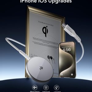 ESR para Qi2 Magsafe Charger, cargador inalámbrico de 15 W, almohadilla de carga inalámbrica para iPhone 15/14/13/12, AirPods 4/3/Pro/Pro 2, Galaxy S25, almohadilla de carga magnética fuerte con cable tipo C, plateado