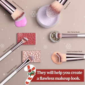 BS-MALL Juego de brochas de maquillaje, 18 piezas, base sintética de alta calidad, correctores de polvo, sombras de ojos, brochas de maquillaje con estuche negro