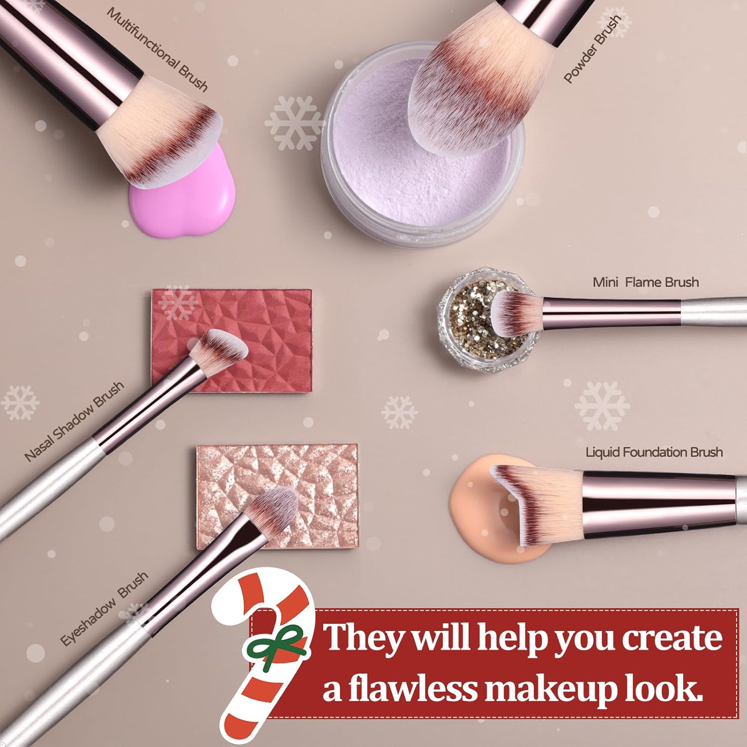 BS-MALL Juego de brochas de maquillaje, 18 piezas, base sintética de alta calidad, correctores de polvo, sombras de ojos, brochas de maquillaje con estuche negro
