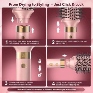 StyleVibe 8-in-1 Air Styler, Hair Dryer & Blow Dryer Brush with Travel Case - Auto Wrap Curls (L/R), Fast Drying, Thermal Round Brush for Smooth Blowouts & Frizz-Free Volume, No Heat Damage