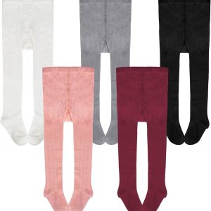 Ehdching 5 Pack Baby Toddler Girls Children Cable Knit Cotton Tights Leggings Stocking Pants