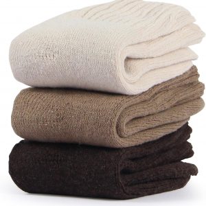 BenSorts Calcetines de invierno para mujer, gruesos, cálidos, acogedores, calcetines de cuello redondo, regalos de color sólido